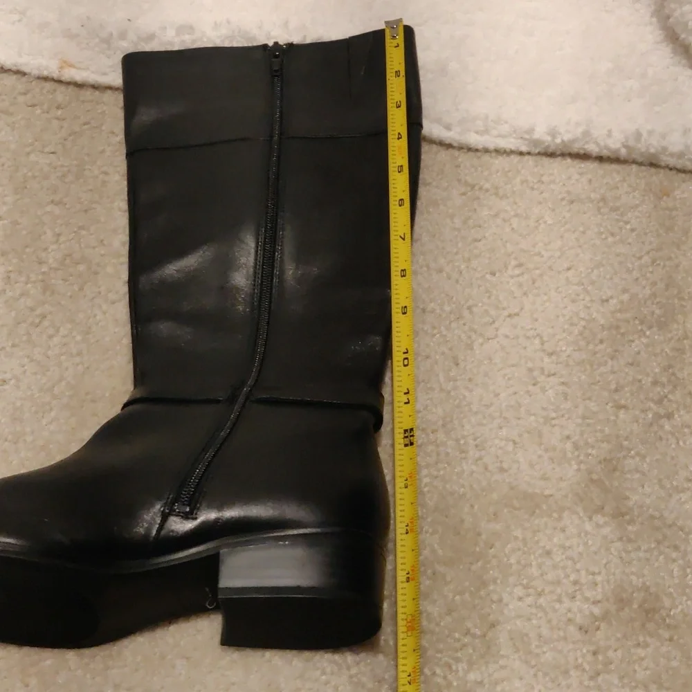 New!Lauren Ralph Lauren Makaila Riding Elegant Black Leather Boots Y2K Cottageco